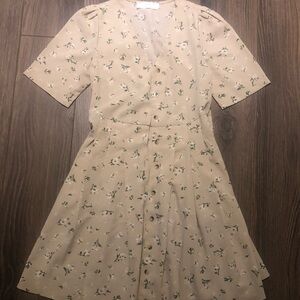 OAK + FORT Beige Floral Midi Dress